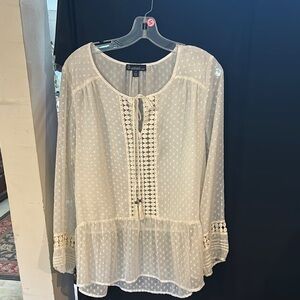 Signature studio creamTie Front Peplum Blouse